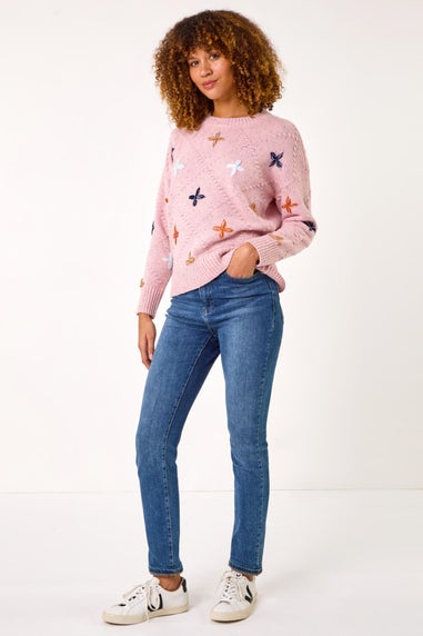 Roman Pale Pink Crafted Diamond Detail Jumper