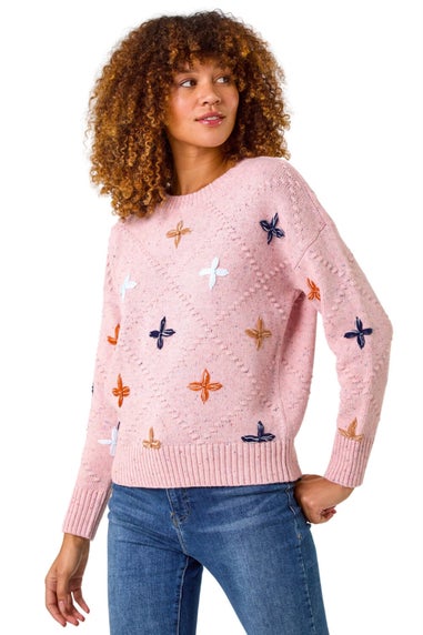 Roman Pale Pink Crafted Diamond Detail Jumper