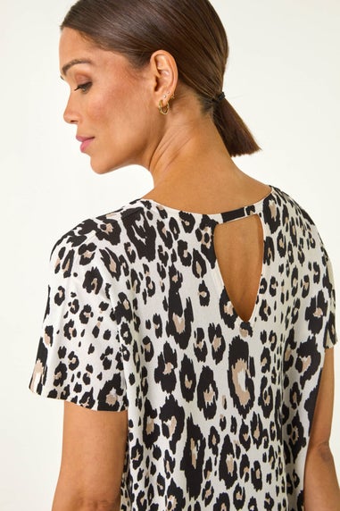 Roman Stone Animal Print Crew Neck Tee