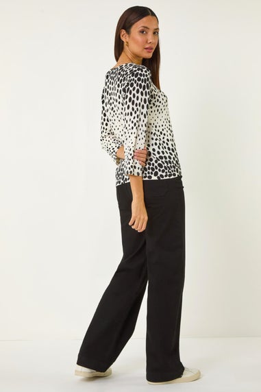 Roman Black Cascade Spot Print Knit Jumper