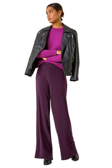 Roman Purple Wide Leg Stretch Trousers