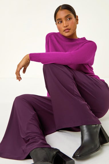Roman Purple Wide Leg Stretch Trousers