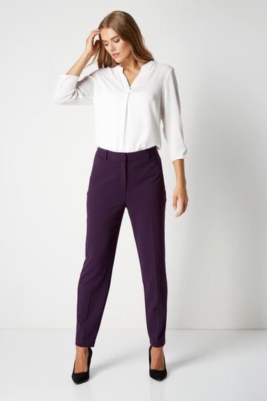 Roman Plum Short Straight Leg Stretch Trouser