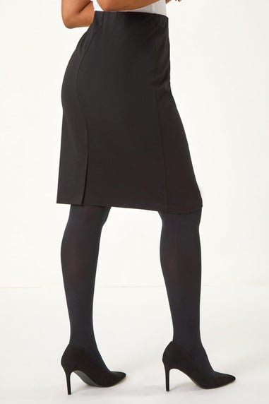 Roman Black Petite Stretch Pencil Skirt