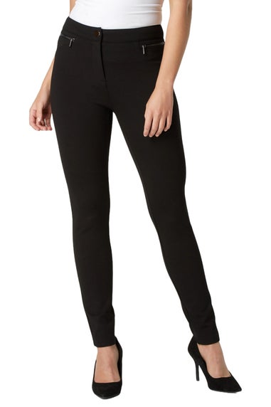 Roman Black 27 Inch Ponte Zip Trousers