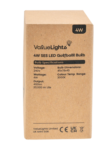 ValueLights 6 Pack E14 Golfball LED 4W Warm White 3000K Light Bulbs (8cm x 4.5cm x 4.5cm)