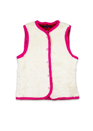 Toby Tiger Organic Pink Flower Print Reversible Gilet (12  months - 8 years)