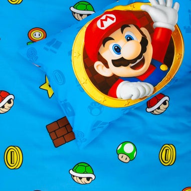 Nintendo Blue Splitter Polycotton Duvet Set