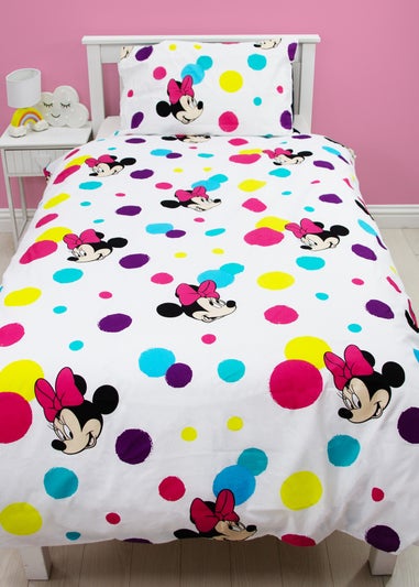 Disney Multi Colour Minnie Mouse Bubbles Polycotton Duvet Set