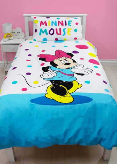 Disney Multi Colour Minnie Mouse Bubbles Polycotton Duvet Set