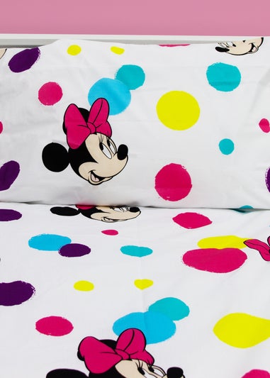 Disney Multi Colour Minnie Mouse Bubbles Polycotton Duvet Set