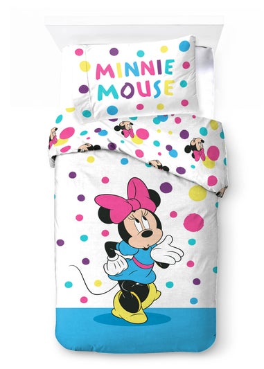 Disney Multi Colour Minnie Mouse Bubbles Polycotton Duvet Set