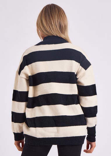 Gini London White Wide Stripe Oversized Jumper