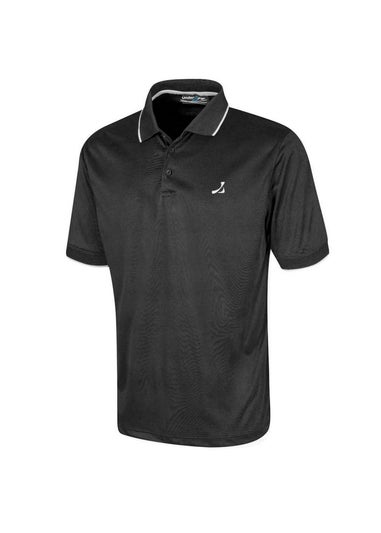 Under Par Black Waffle Knit Polo Shirt