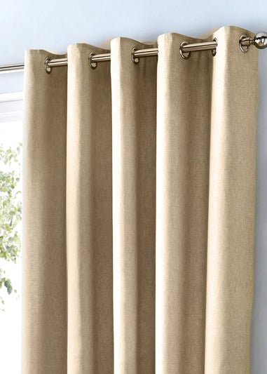 Fusion Cannes Woven Natural Eyelet Curtains