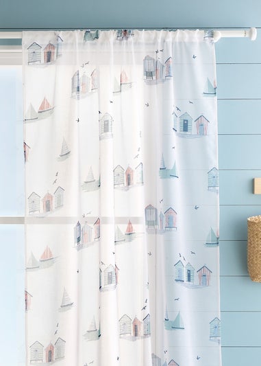 Fusion Beach Huts Blue Voile Panel