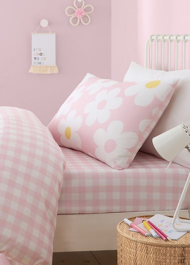 Bedlam Retro Daisy Reversible Pink Duvet Cover Set