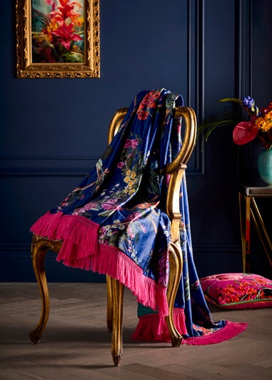 Laurence Llewelyn-Bowen Cotswold Fantasia Velvet Navy Throw