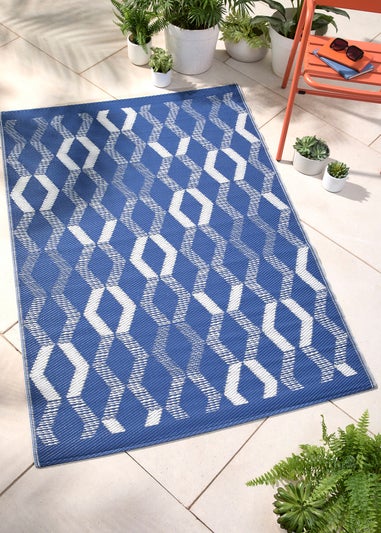 Fusion Rico Outdoor UV Resistant Blue Outdoor Rug