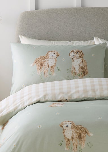 Fusion Hattie The Cockapoo Reversible Green Duvet Cover Set