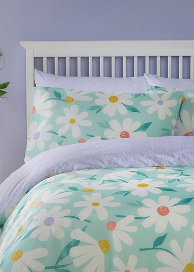 Fusion Daisy Reversible Duck Egg Duvet Cover Set