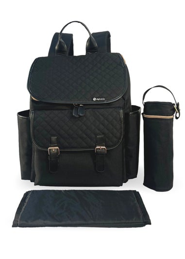 My Babiie Black Quilted Backpack Changing Bag