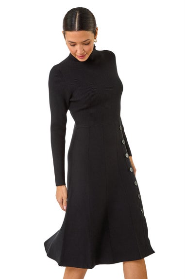 Roman Black Button Detail Knitted Dress