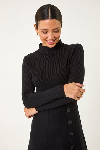 Roman Black Button Detail Knitted Dress