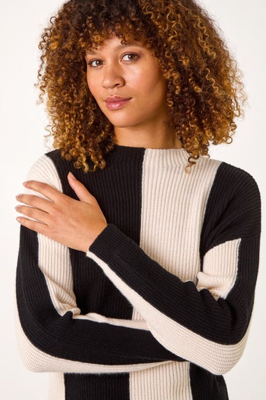Roman Black Colour Block Soft Knit Jumper