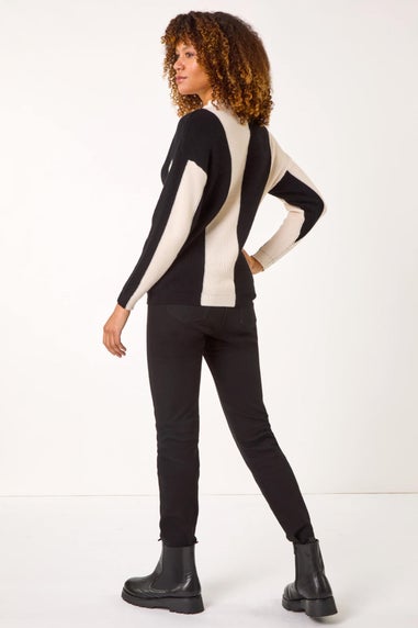 Roman Black Colour Block Soft Knit Jumper
