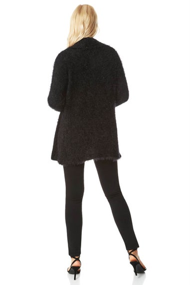 Roman Black Fluffy Long Sleeve Cardigan