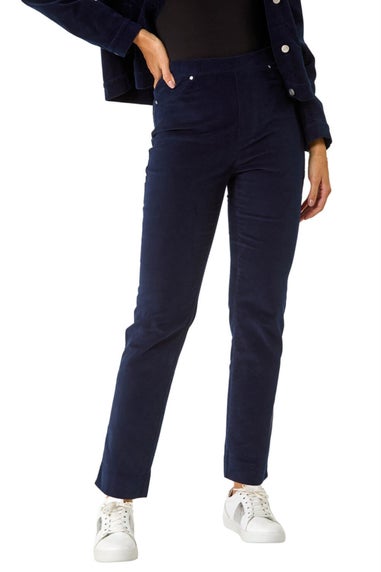 Roman Midnight Blue Corduroy Straight Stretch Jean Trouser