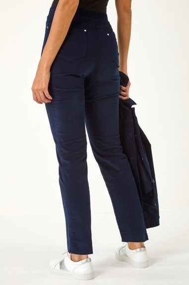 Roman Midnight Blue Corduroy Straight Stretch Jean Trouser