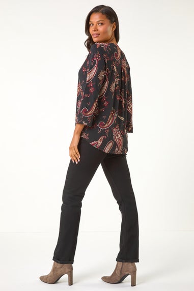 Roman Red Textured Paisley Print Shirt