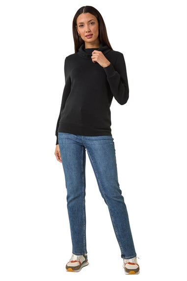 Roman Black Premium Soft Jersey Roll Neck Jumper