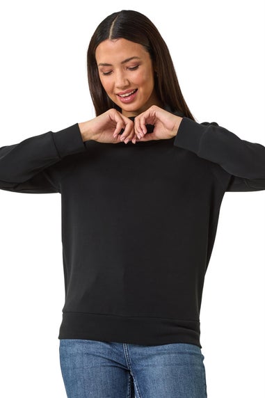 Roman Black Premium Soft Jersey Roll Neck Jumper