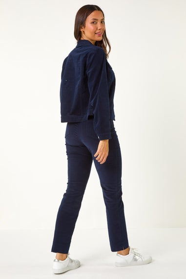 Roman Midnight Blue Corduroy Pocket Detail Stretch Jacket