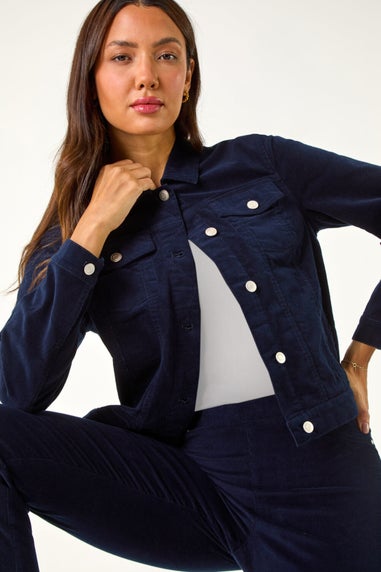 Roman Midnight Blue Corduroy Pocket Detail Stretch Jacket