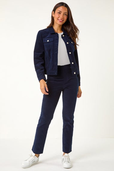 Roman Midnight Blue Corduroy Pocket Detail Stretch Jacket