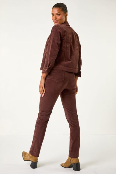 Roman Chocolate Corduroy Pocket Detail Stretch Jacket