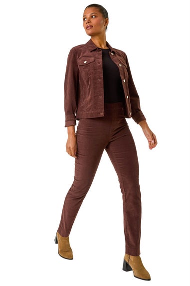 Roman Chocolate Corduroy Pocket Detail Stretch Jacket