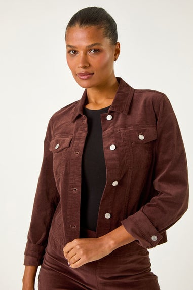 Roman Chocolate Corduroy Pocket Detail Stretch Jacket