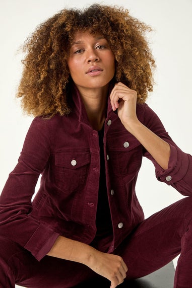 Roman Burgundy Corduroy Pocket Detail Stretch Jacket