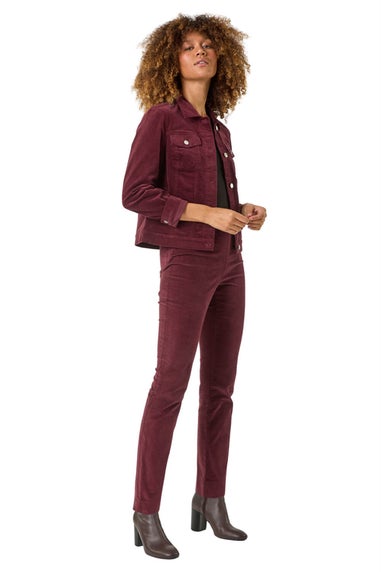 Roman Burgundy Corduroy Pocket Detail Stretch Jacket