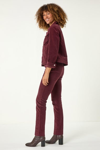 Roman Burgundy Corduroy Pocket Detail Stretch Jacket