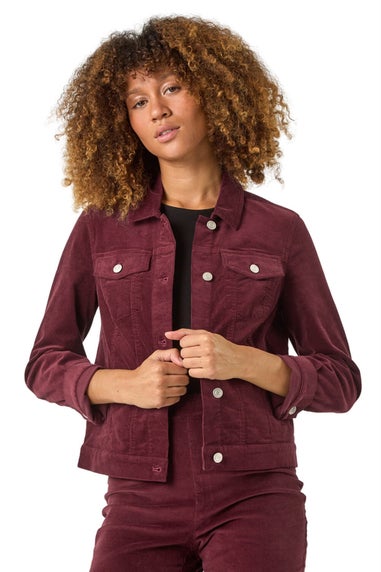 Roman Burgundy Corduroy Pocket Detail Stretch Jacket