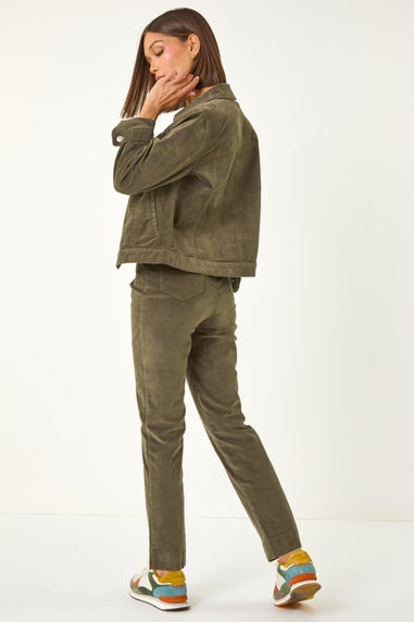 Roman Khaki Corduroy Pocket Detail Stretch Jacket