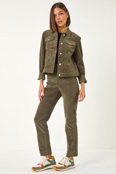 Roman Khaki Corduroy Pocket Detail Stretch Jacket