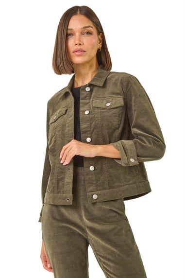 Roman Khaki Corduroy Pocket Detail Stretch Jacket