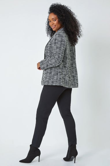 Roman Black Petite Cotton Blend Boucle Blazer